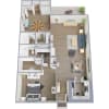 Floor plan: 1 bedroom 2 bath classic w/Den