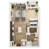 Floor plan: 0 Bedroom, 1 Bathroom - 515 SF JR