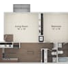 Floor plan: 1 Bedroom 1.5 Bath 