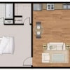 Floor plan: 1Bed 1Bath Plan B 1 Up
