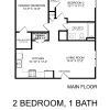 Floor plan: 2 Bedroom, 1.5 Bathroom