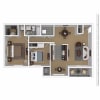 Floor plan: 2 Bedroom/1 Bathroom-1000