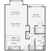 Floor plan: 1 Bedroom, 1 Bathroom A3
