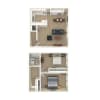 Floor plan: Two Bed 1.5 Bath Townhome