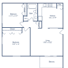 Floor plan: 2 Bedroom, 1 Bath (858 sqft.) - South
