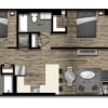 Floor plan: 1 Bed/2 Bath Den-23W
