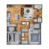 Floor plan: 2 Bedroom, 2 Bathroom