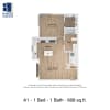 Floor plan: A1 | 1 Bed | 1 Bath | 60