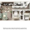 Floor plan: 2 Bedroom 1 Bath - 827 sqft