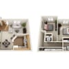 Floor plan: 2 Bed 1.5 Bath