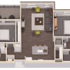 Floor plan: 2 Bed - 1140 SF