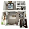 Floor plan: 1 Bed, 1 Bath B (60% Income Restricted)