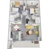 Floor plan: 760 2 Bed 2 Bath