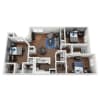 Floor plan: 3 Bed, 2 Bath