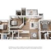 Floor plan: Three Bedrooms, Two Bathrooms