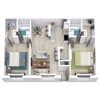 Floor plan: 2 Bed 2 Bath 1030