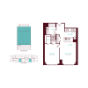 Floor plan: 1 Bedroom 1 Bath Q