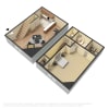 Floor plan: 1 Bedroom 1.5 Bath Townhome 