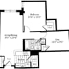 Floor plan: 1 Bedroom K