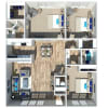 Floor plan: 3 Bedroom 2 Bath
