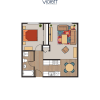 Floor plan: 1 bed 1 bath D renovated