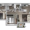Floor plan: 2BD 2BTH B R