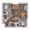 Floor plan: Two Bedroom Two Bathroom