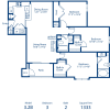 Floor plan: 3BR 2BA 1333 sqft