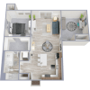 Floor plan: 1 BR DEN B1.1