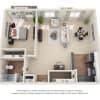 Floor plan: 1-Bedroom 1-Bathroom Deluxe | 744 sqft