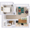 Floor plan: 1 Bedroom 1 Bath Carriage House