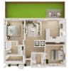 Floor plan: 2BR/2BA - B2