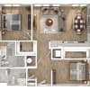 Floor plan: 1 Bed/2 Bath Den-A3D
