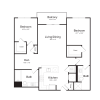 Floor plan: Two Bedroom/Two Bath (2Ms-A) Den and Balcony