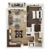 Floor plan: 1 Bedroom, 1 Bathroom - 634 SF B