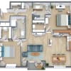 Floor plan: 2 BD + 2 BA (1157, Corner)