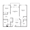 Floor plan: Two Bedroom/Two Bath (2P-A) Den and Balcony