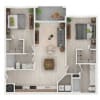Floor plan: 2 Bedrooms, 2 Bathrooms