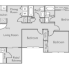 Floor plan: 3 Bed, 2 Bath