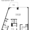 Floor plan: Studio 1BA (560sf)