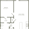 Floor plan: One Bedroom B Patio