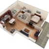 Floor plan: 1 BR Designer Courtyard Garage