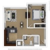 Floor plan: 1 Bed 1 Bath A1