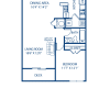 Floor plan: 1BR 1BA 799 sqft