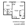 Floor plan: 1 Bedroom  1 Bath