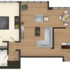 Floor plan: A3: 1 BR/1BA 840 SF