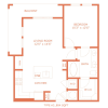 Floor plan: 1 Bedroom 1 Bathroom