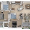 Floor plan: 2 Bed | 2 Bath - Lily