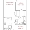 Floor plan: 1 BR, 1BA + Office