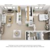 Floor plan: 1 Bedroom, 1 Bath 
